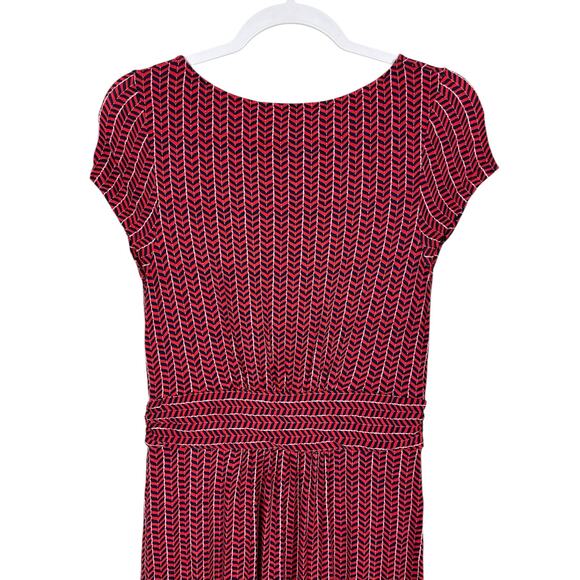 Boden Amelie Jersey Dress Red Chevron Twist Size 6 Short Sleeve Fit & Flare - Picture 11 of 15